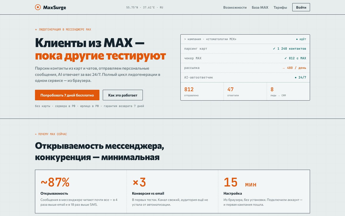 MaxSurge: лидогенерация в мессенджере MAX как SaaS-продукт